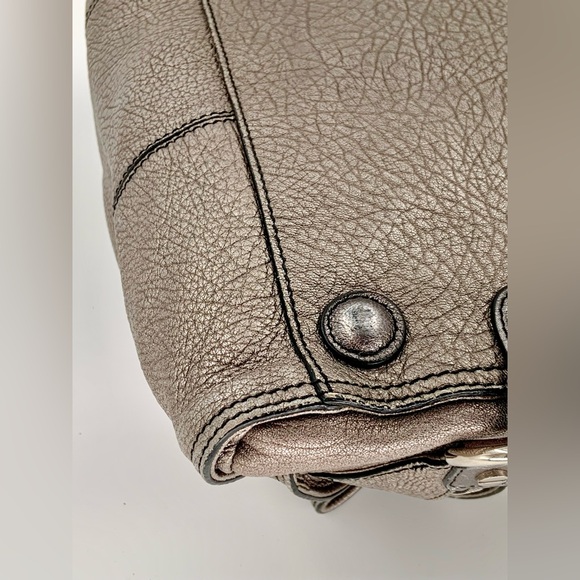 Pristine Borbonese Authentic Leather Bag w/Silver Chain Shoulder Staps - Picture 9 of 16